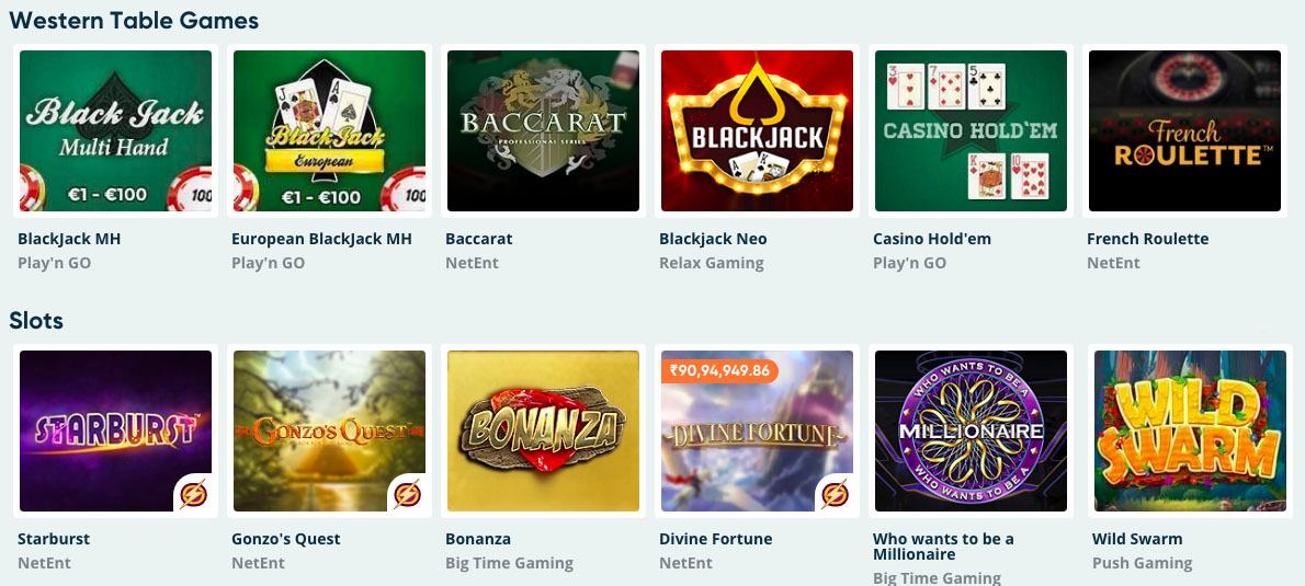 pure casino slots and table games
